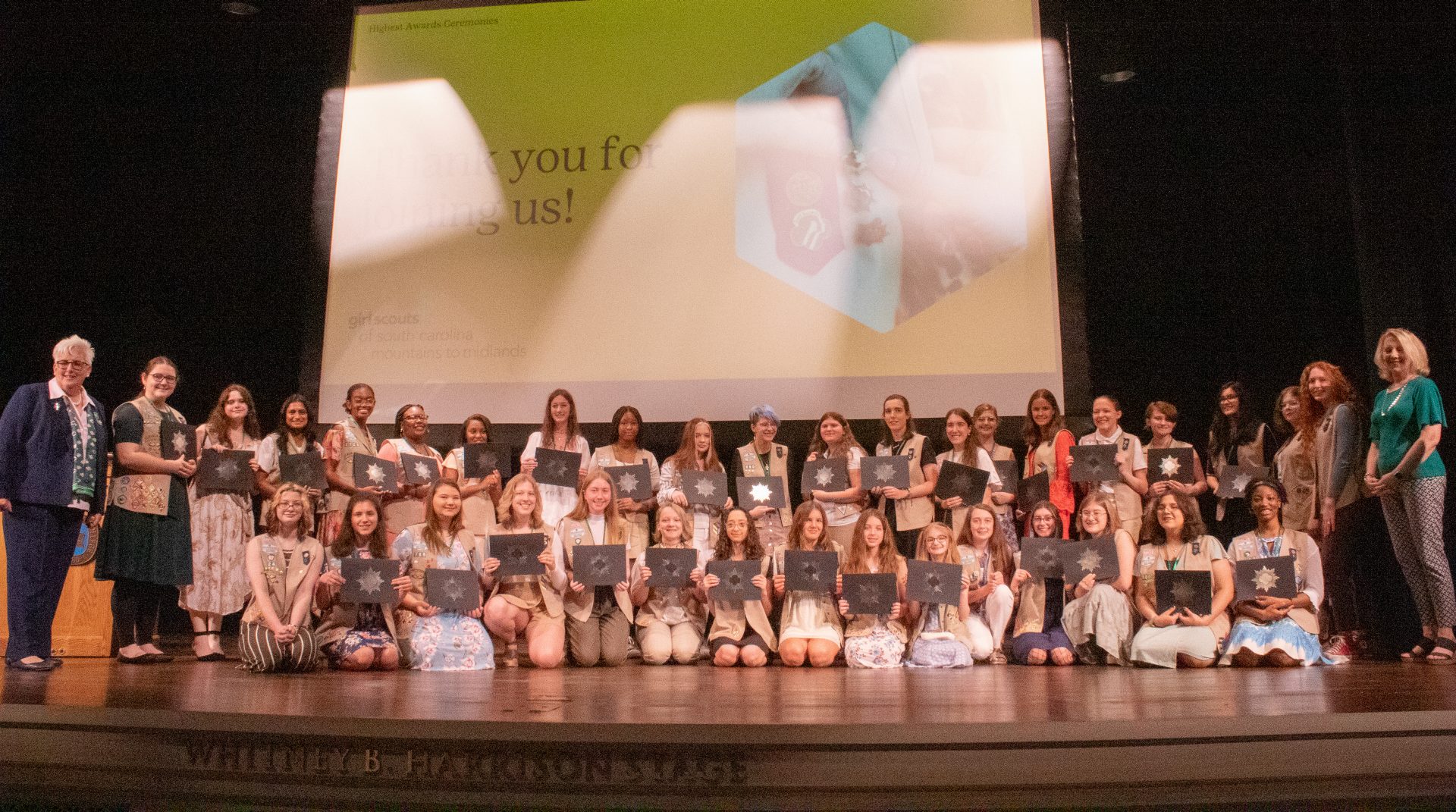  The 2022 Gold & Silver Award Girl Scouts pose after the ceremony. 