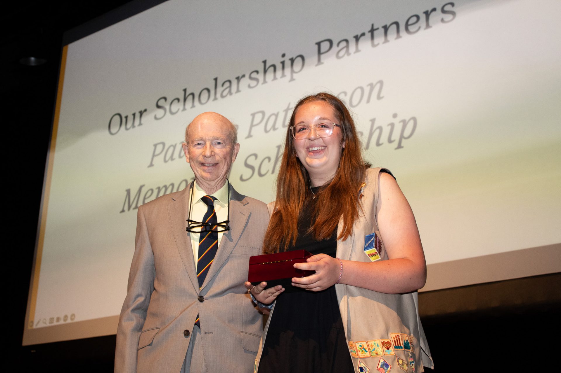 the Pauline Patterson Memorial Scholarship is awarded by her husband at the highest awards ceremony